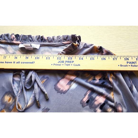 TOP/BLOUSE-CALVIN KLEIN-Gray-Long Sleeves-PICS NOT BLURRED-Watercolor Design-XL - Picture 11 of 16